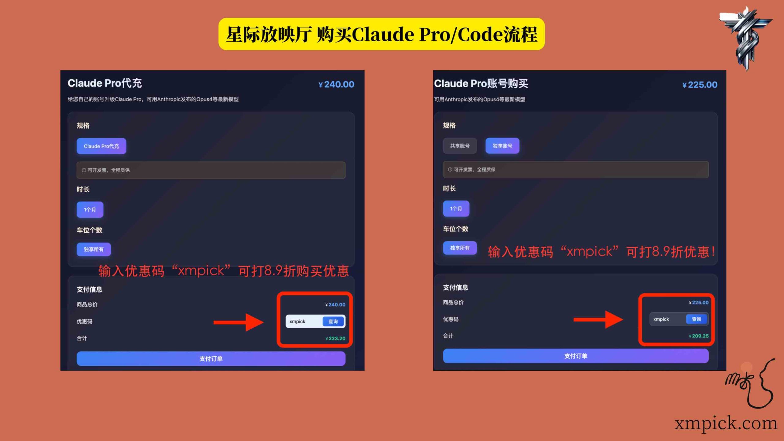 星际放映厅 购买Claude Pro/Code流程截图