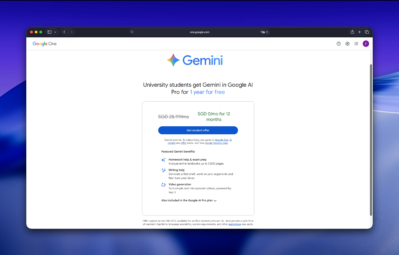 看到界面, 直接点击"Get student offer"截图