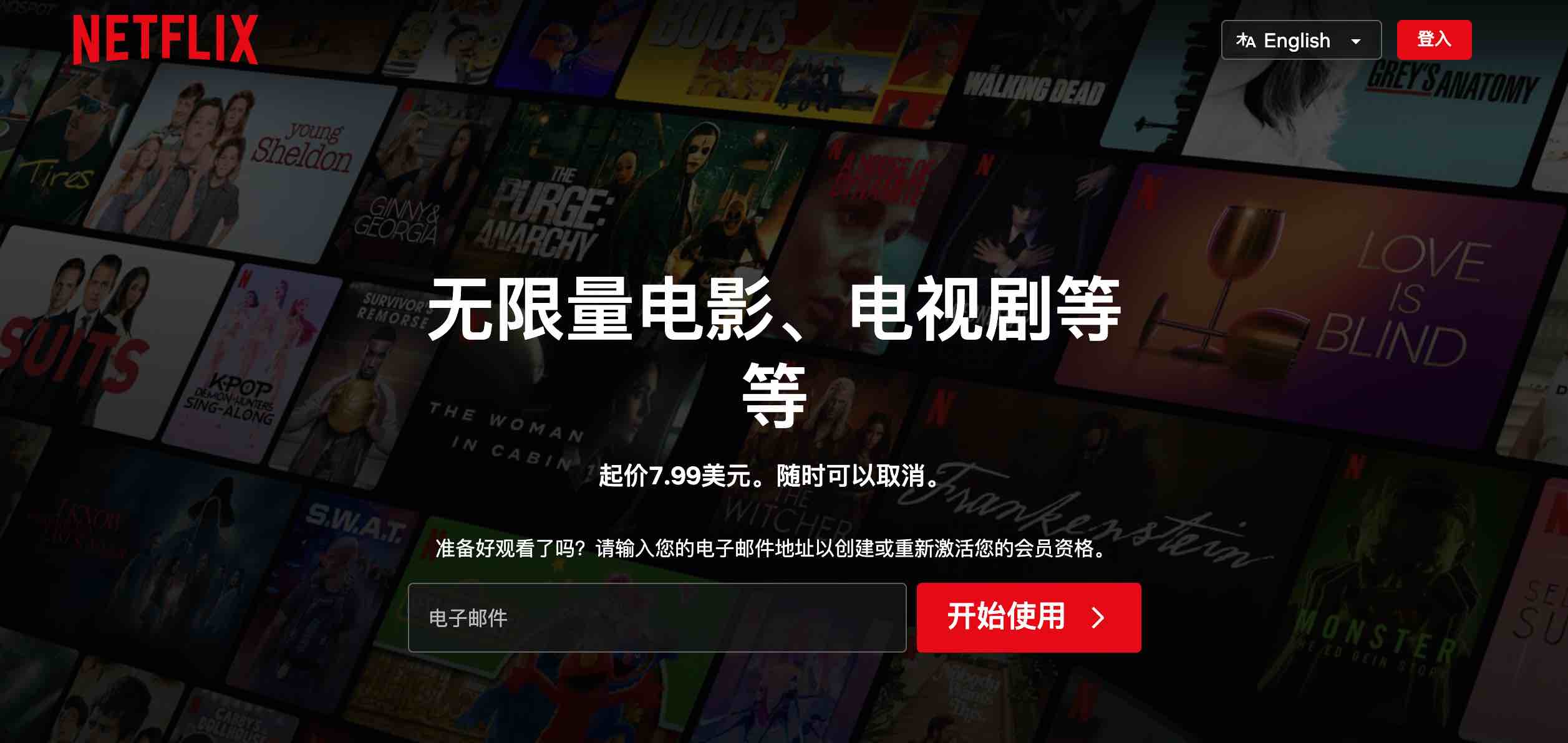Netflix.com网页端的展示截图