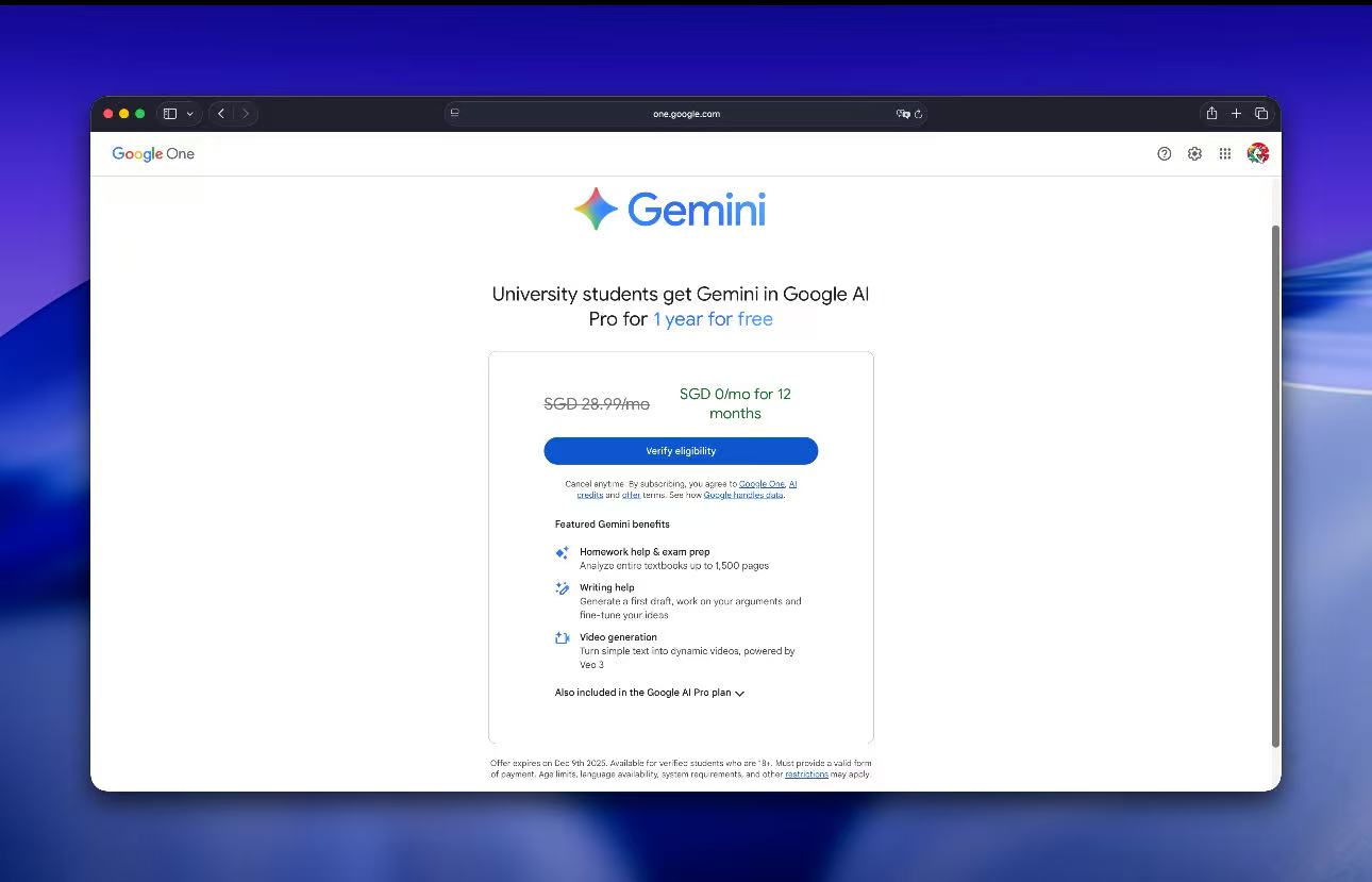 直接点"Verify eligibility"截图
